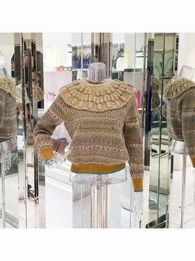 19A Workshop Collection Pullover Neck Cape 38 Beige Multi 4ET1312 Chanel Traditional Norwegian Knitwear