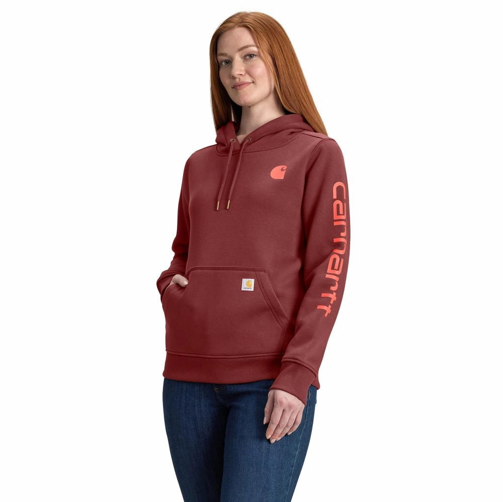 'Carhartt' Women's Clarksburg Sleeve Logo Hoodie - Barnwood Sullen Sweatshirts