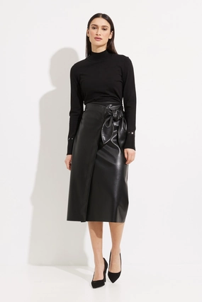  Joseph Ribkoff, 233297 Bow Detail Faux Leather Skirt