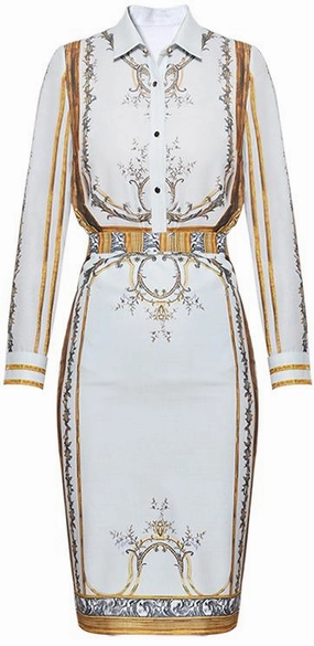  Printed Blouse & Pencil-Skirt Set