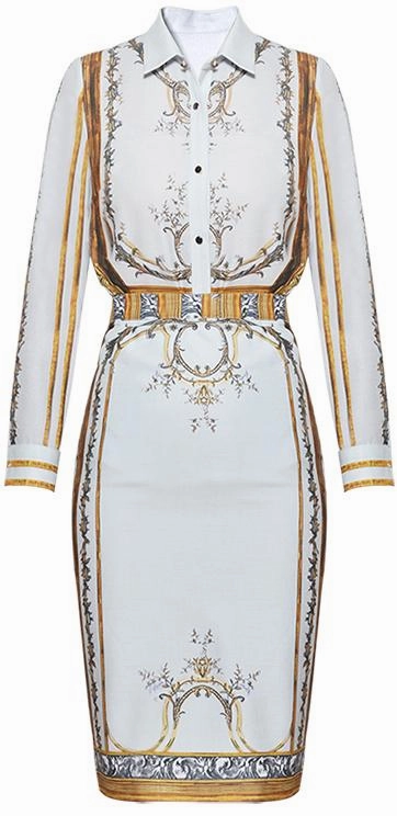  Printed Blouse & Pencil-Skirt Set