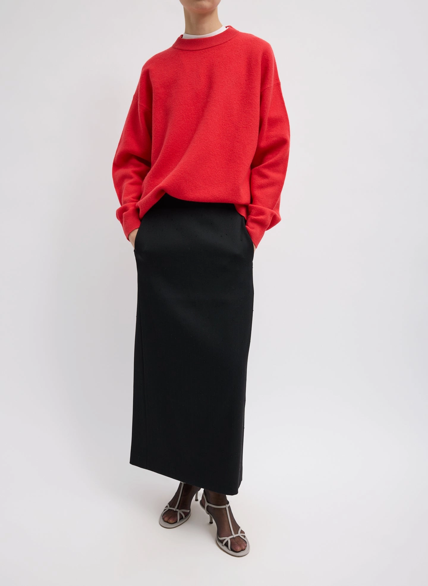 Refined Wool Slub Pencil Skirt