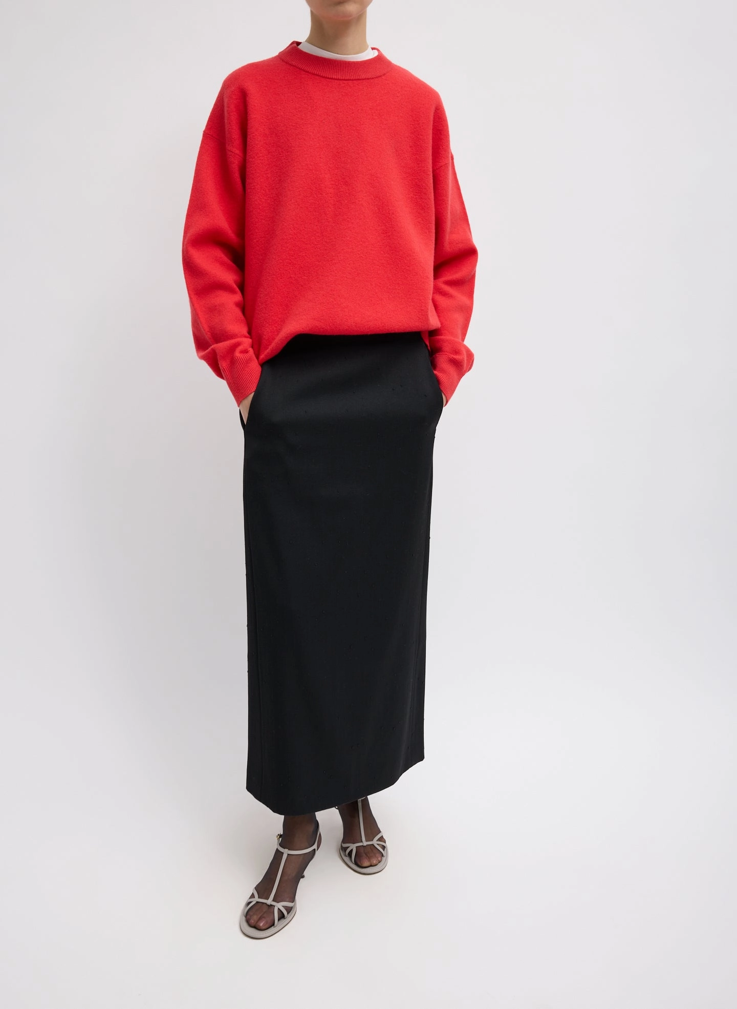 Refined Wool Slub Pencil Skirt