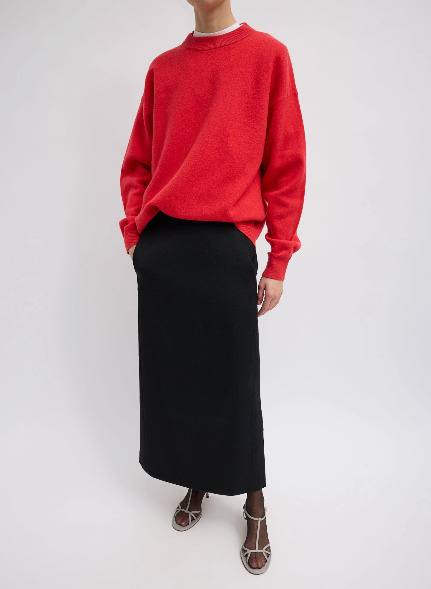  Refined Wool Slub Pencil Skirt