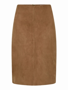 Suede Pencil Skirt in Toffee 