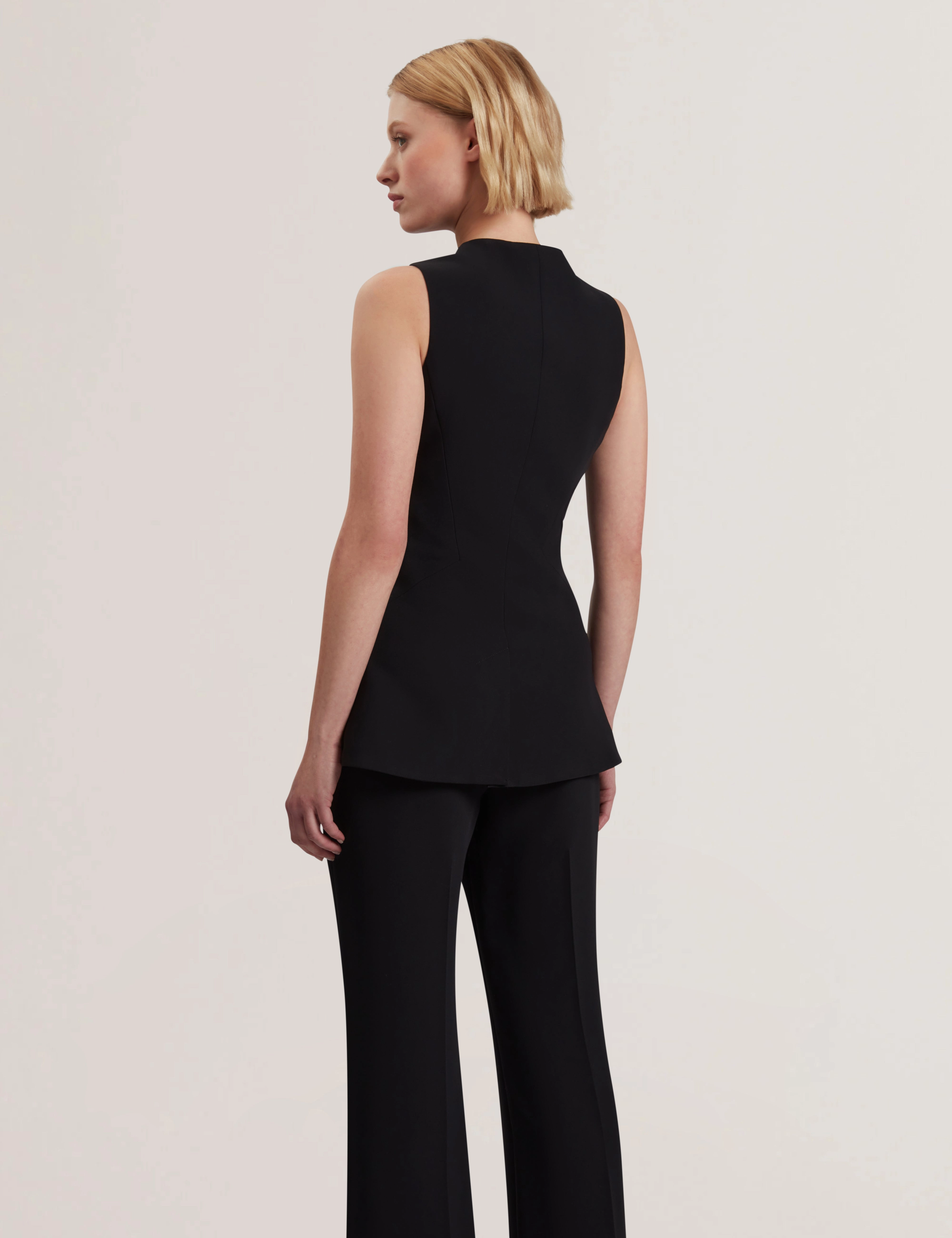 Morriaw Tailored Fitted Longline Waistcoat Black Thrift Coats