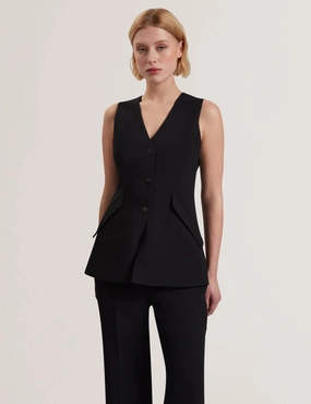 Colmar Coats Morriaw Tailored Fitted Longline Waistcoat Black