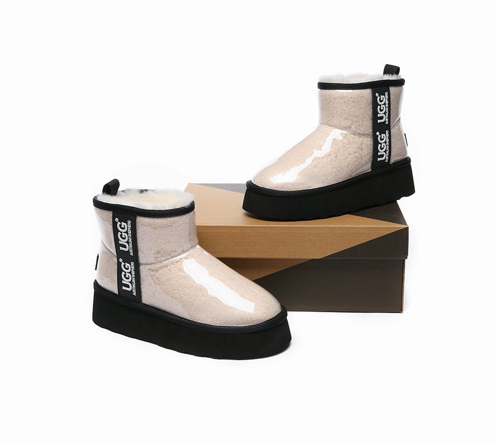 AUSTRALIAN SHEPHERD UGG Boots Women Clear Waterproof Shearling Coated Classic Platform Suede Boots Cowboy