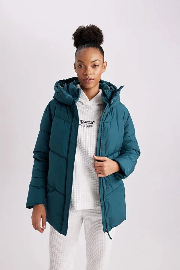 Parker Coats Defacto Women's Fit Regular Fit Hooded Fleece Lined Puffer Inflatable Waterproof Coats