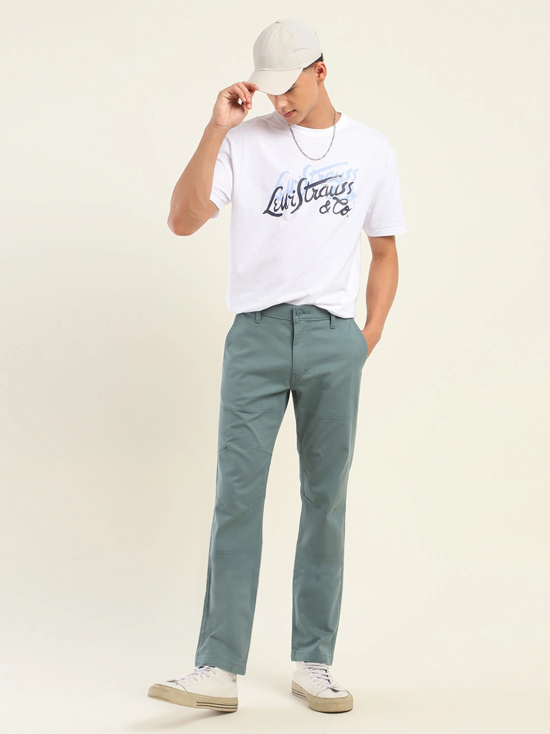 Men's Slim Fit Green Cargo Trousers Wide Cargo Pants Outfit