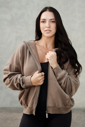 Youngla W554 Balance Zip Hoodie Deep Taupe Alumni Sweatshirts