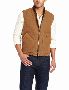Pure Wool Coats Carhartt Men's Sandstone Vest Arctic Quilt Lined Carhartt Brown