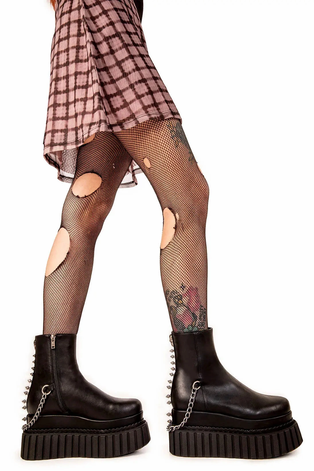 Mine Forever Chunky Platform Creeper Ankle Boots Sock Stretch Kitten Heel Ankle Boots