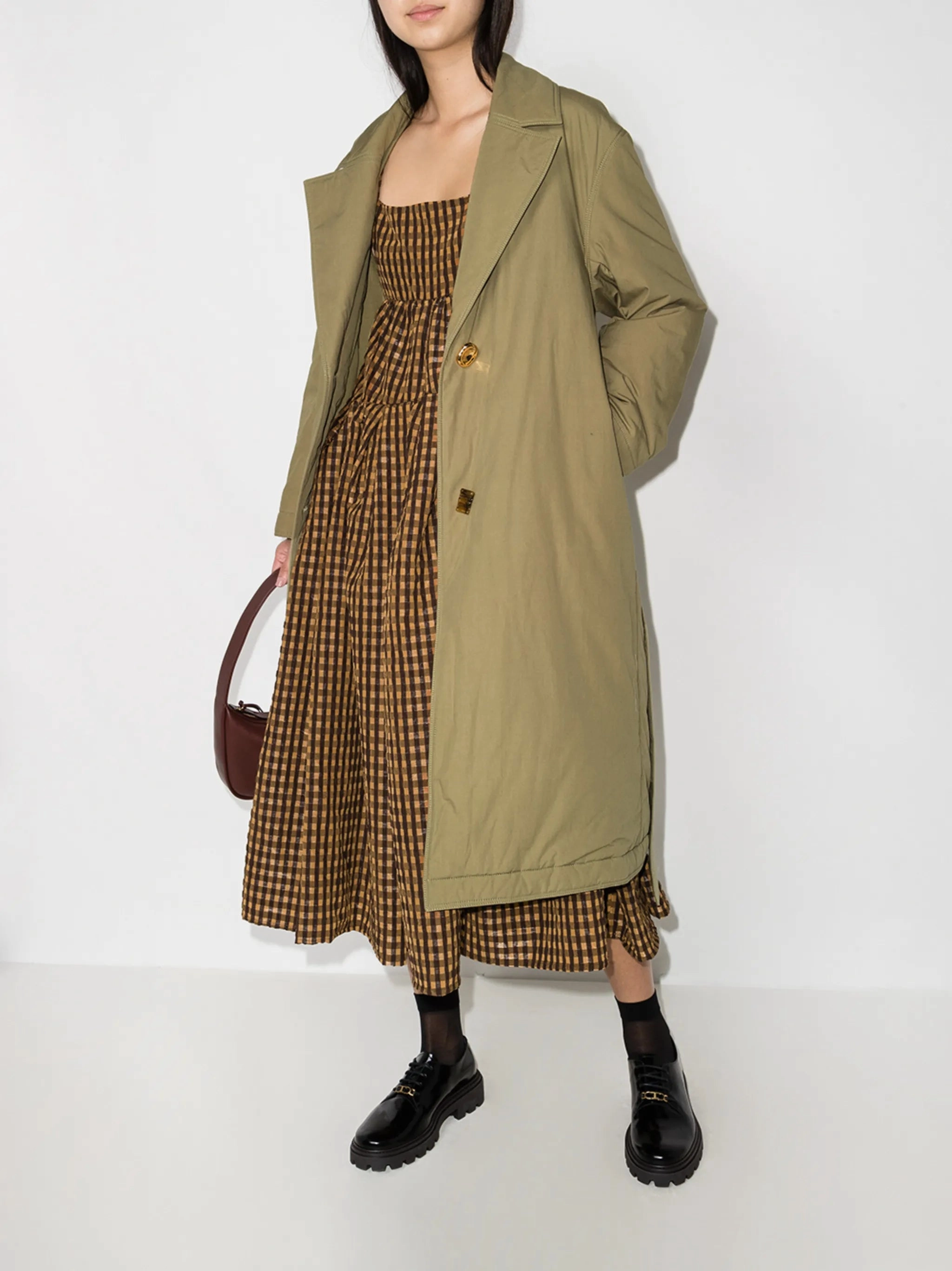 Agnes single-breasted coat Farm Rio Puffer Coats