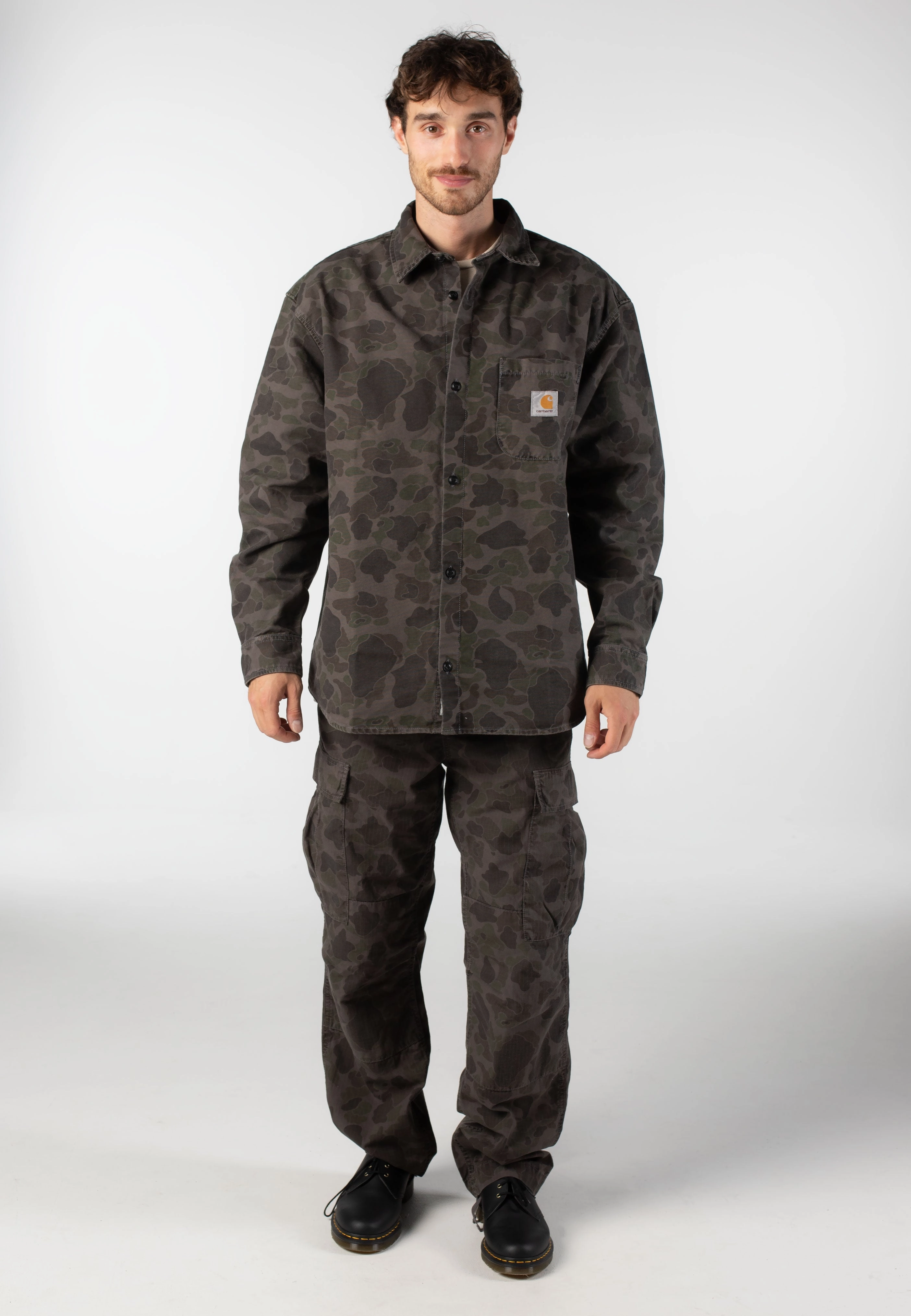Carhartt WIP - Duck Cargo Garment Dyed Camo Duck/Green/Porphyry - Pants Carhartt Canvas Utility Cargo Pants