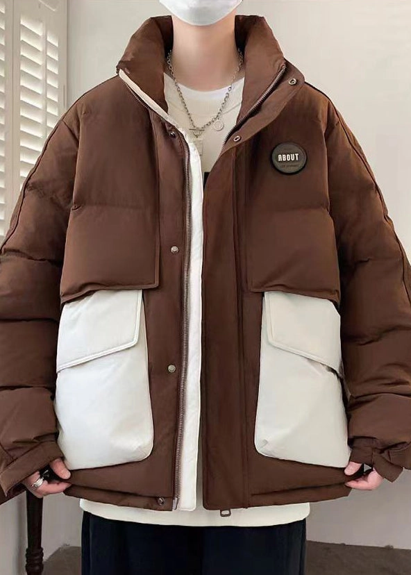 New Coffee Pockets Oversized Patchwork Duck Down Men Down Coats Winter RM009 Uk Coats
