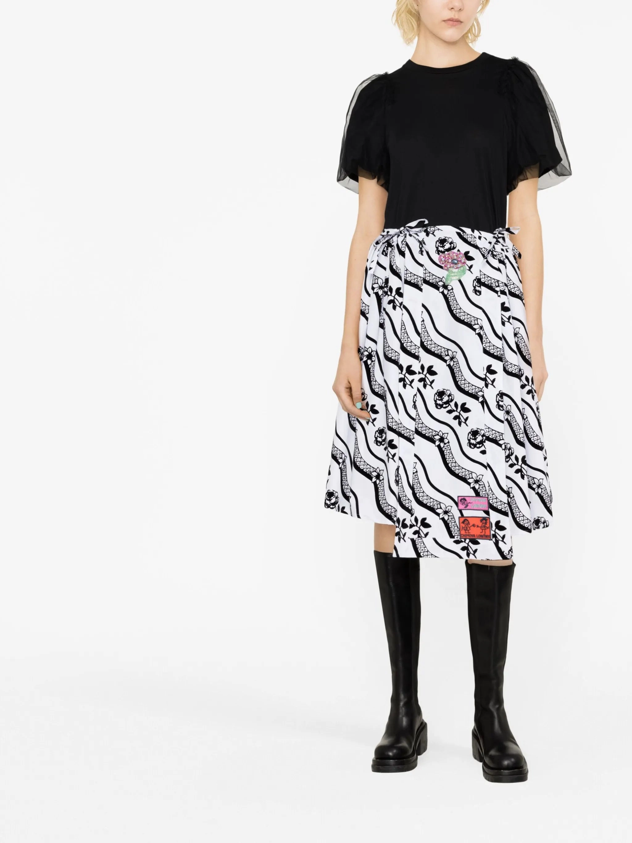 all-over graphic print skirt And Polka Dot Dress