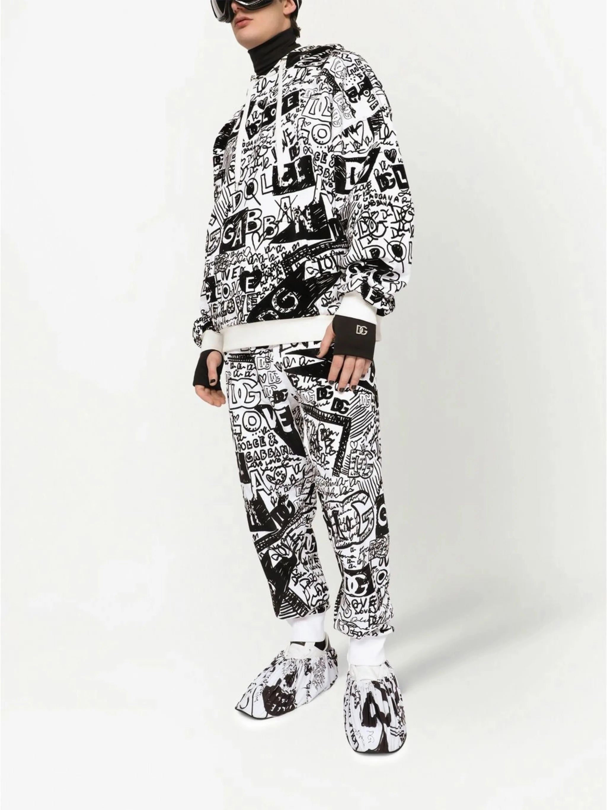 all-over logo-print cotton hoodie Cottage Knitwear