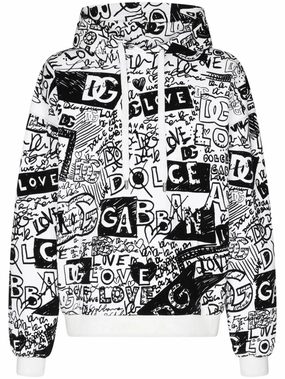 Affordable Knitwear all-over logo-print cotton hoodie