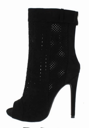 Boots Made In England Multi Cut Out Peep Toe Booties- Black