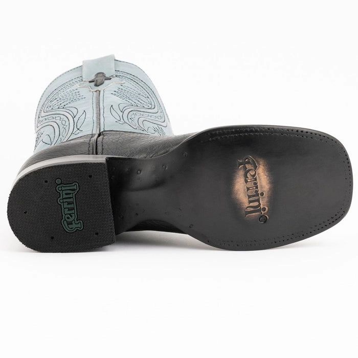 Beige Boots Ferrini Men's Morgan Smooth Ostrich Square Toe Boots Handcrafted - Black