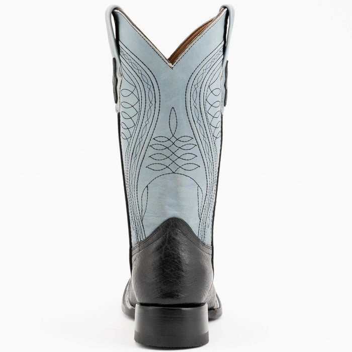 Ferrini Men's Morgan Smooth Ostrich Square Toe Boots Handcrafted - Black Boots Tall