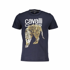 Cavalli Class Blue Cotton Men T-Shirt Siesta Key T Shirts