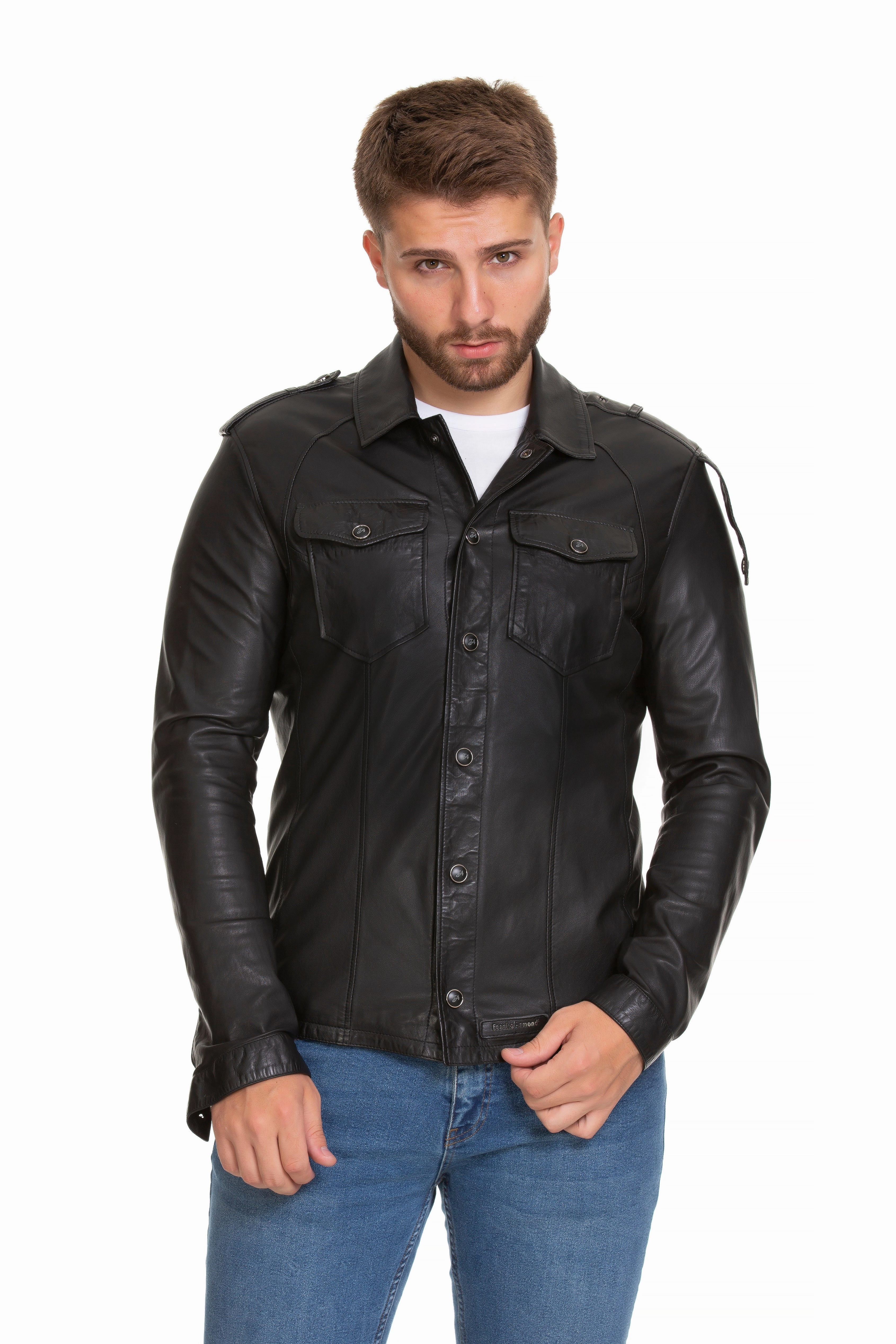 Faux Shearling Coats And Jackets The Sabariego Black Leather Men Jacket