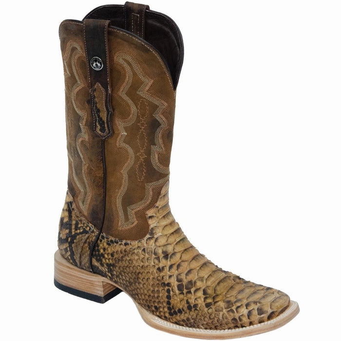 Men's Genuine Python Square Toe Boots Antique Saddle Size 11 Cowboy Boots