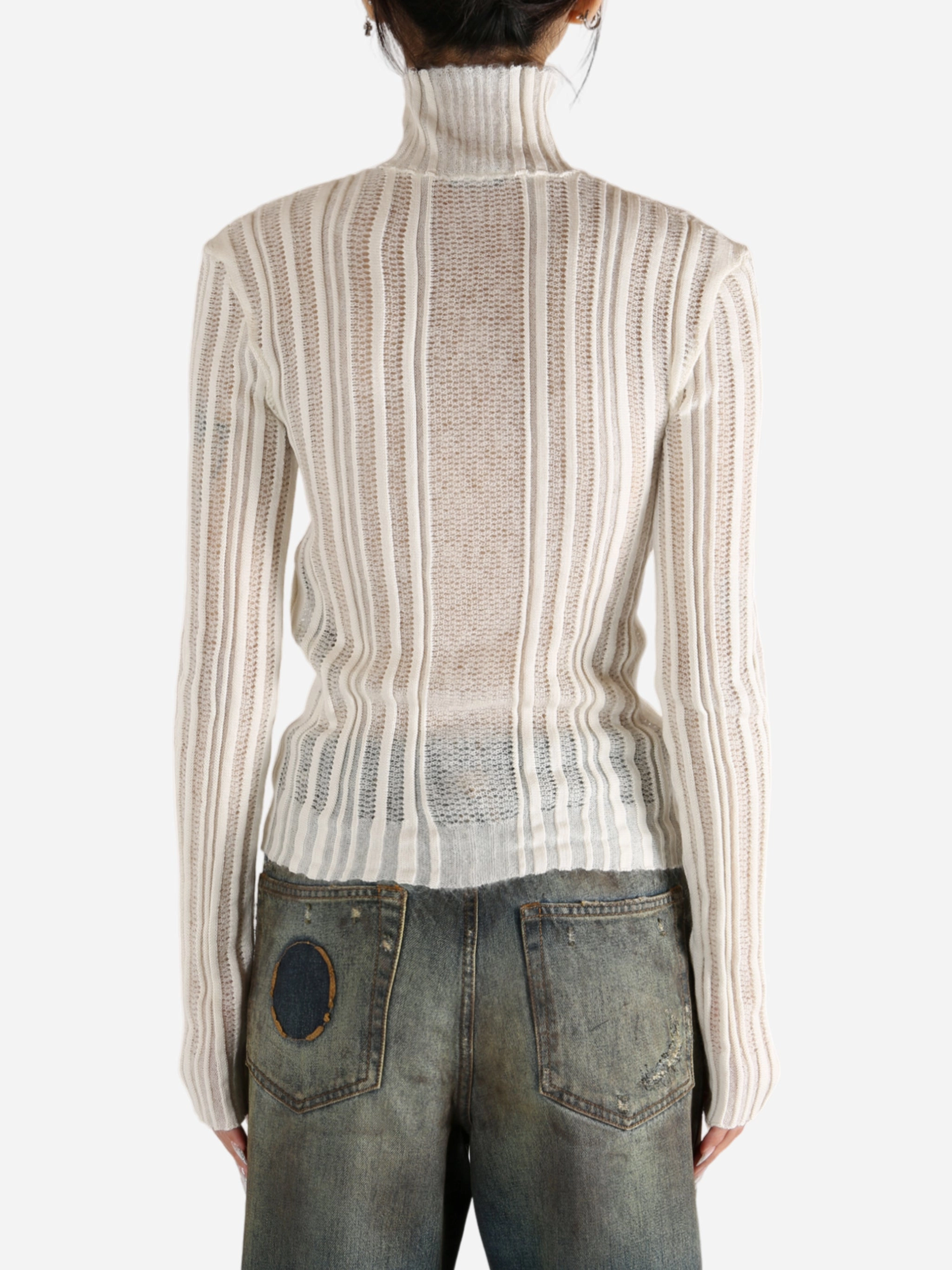 Geccu Knitwear ANN DEMEULEMEESTER - Women Aamu Irregular Rib Turtleneck Sweater