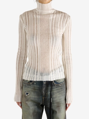 ANN DEMEULEMEESTER - Women Aamu Irregular Rib Turtleneck Sweater Kool Knitwear