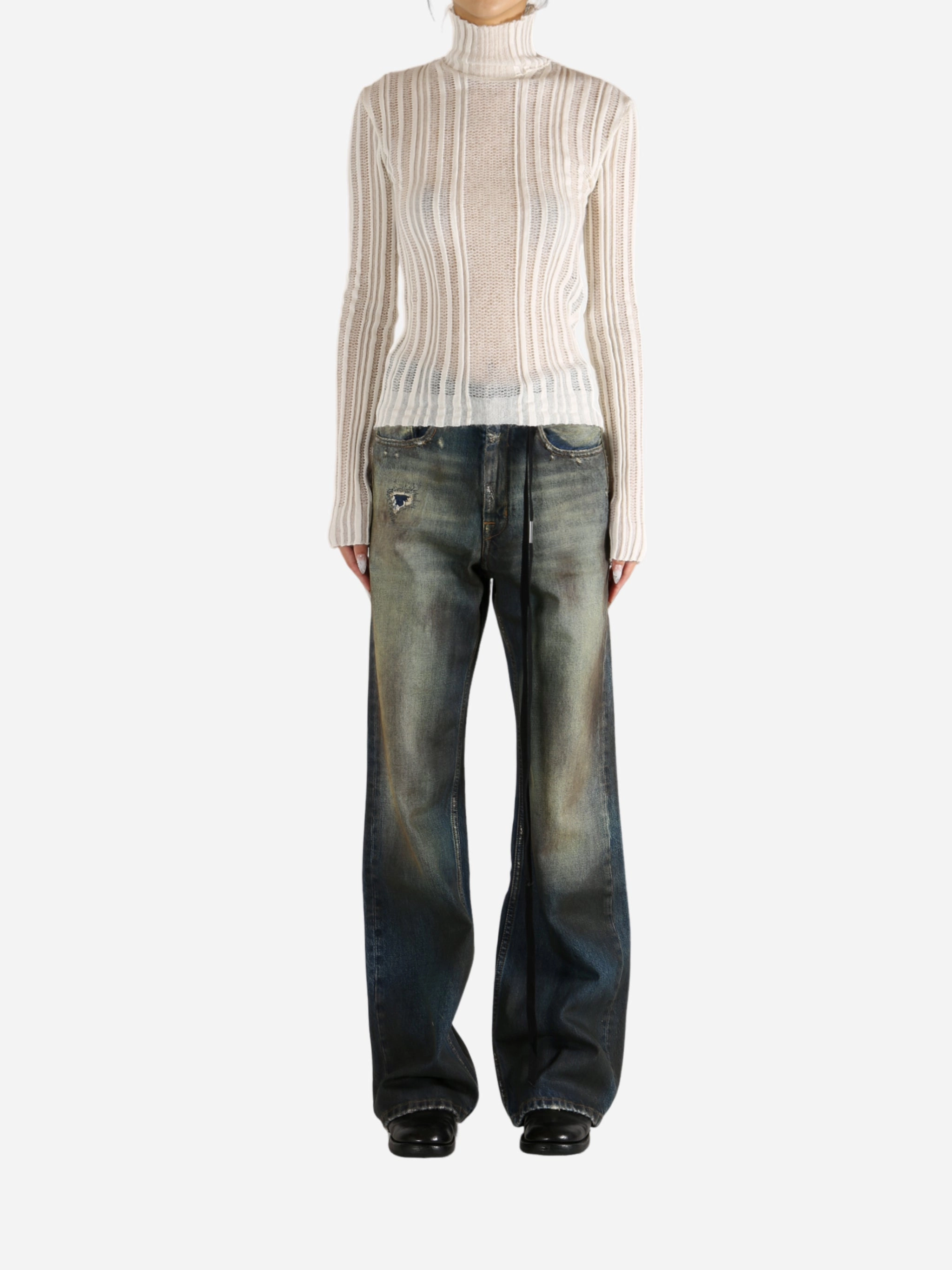 Best Knitwear ANN DEMEULEMEESTER - Women Aamu Irregular Rib Turtleneck Sweater