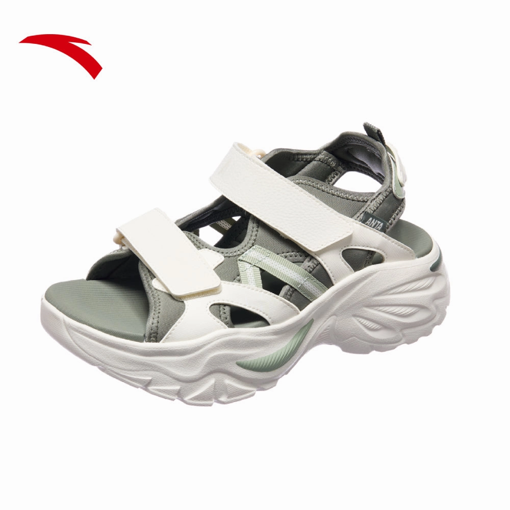 Sandals For Couples Only ANTA Women Star River Beach Sandals 1225B8518-1 -Green/White/Green (Sandal Perempuan)