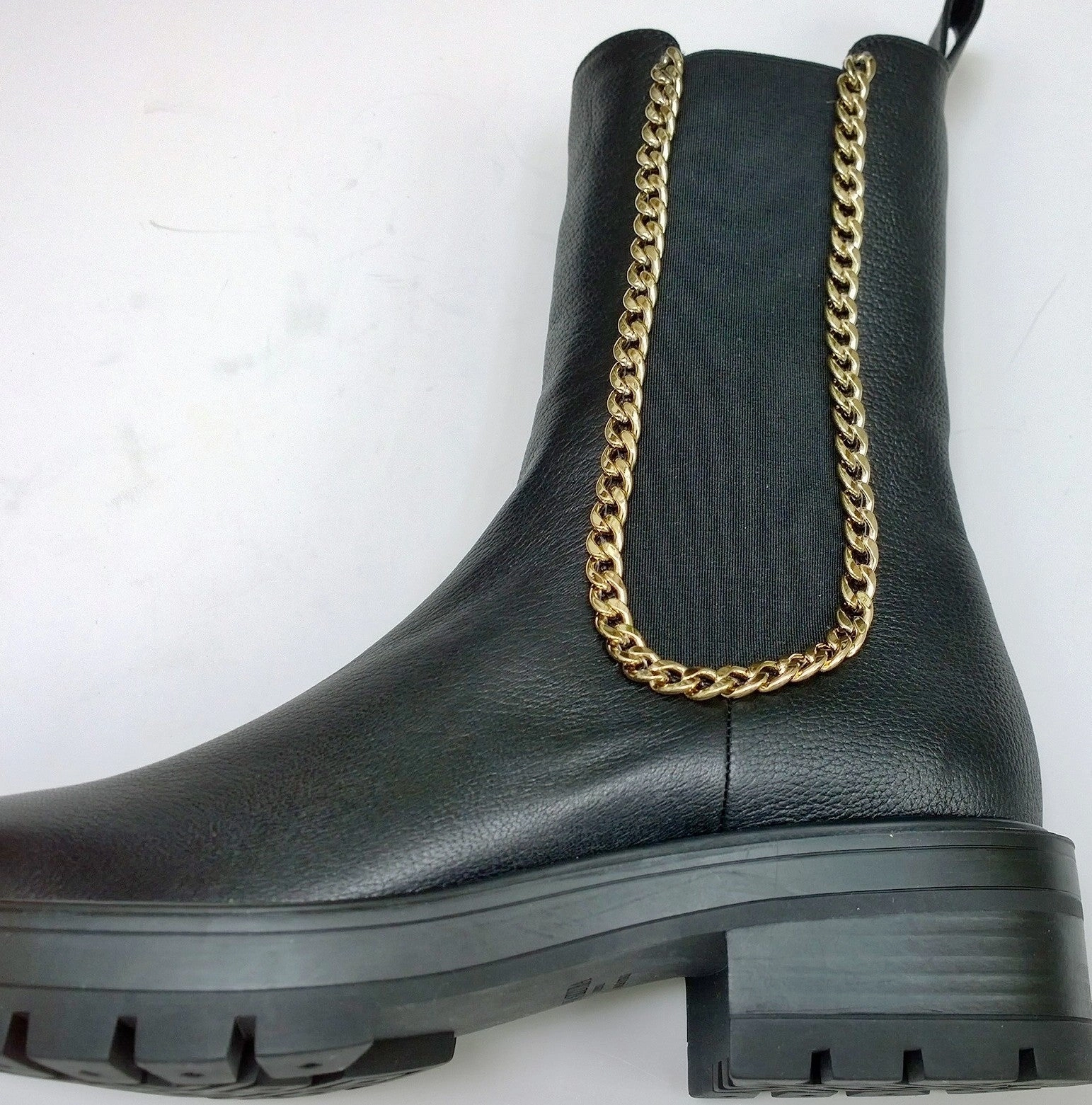 Square Front Ankle Boots Aquazzura Mason Chain Black Leather Ankle Boots