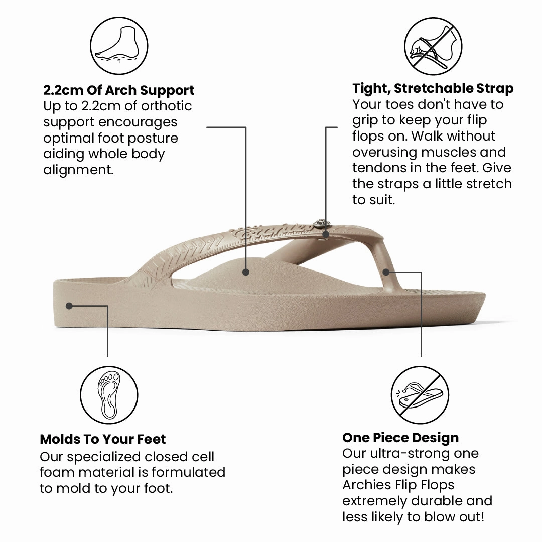 Square Toe Flip Flops Arch Support Flip Flops - Classic - Crystal Taupe