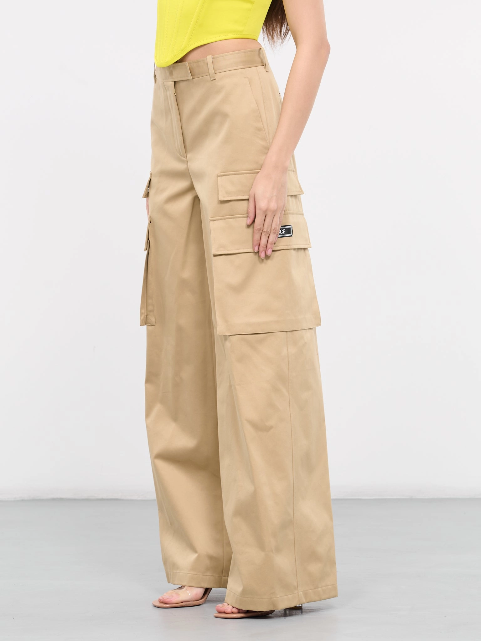Gabardine Cargo Pants (1013640-1A01718-SAND) Cargo Pants Sitting Down