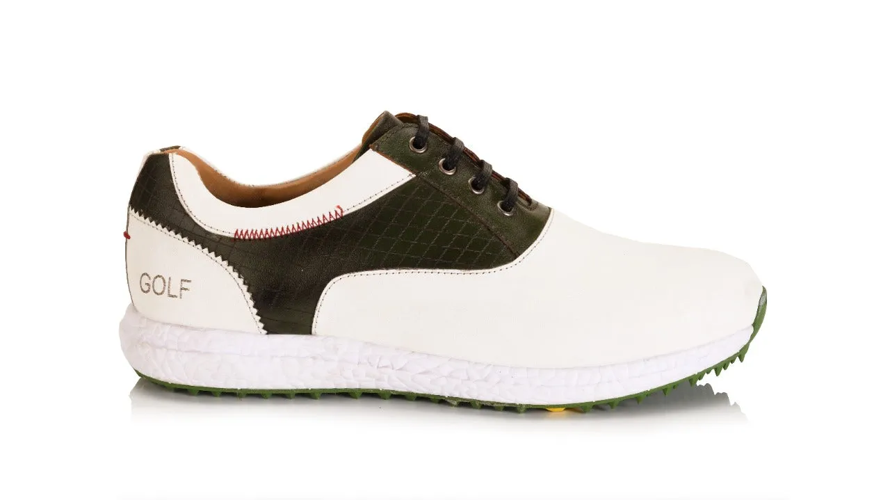 Comfy Waterproof Shoes Austin White Olive-Golf Shoes