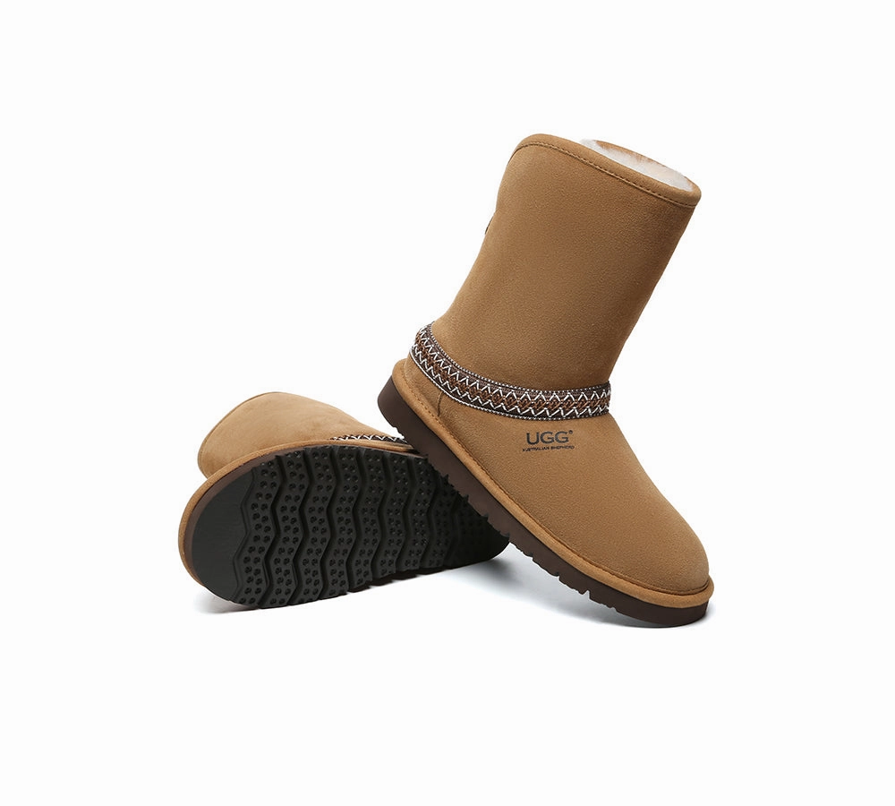 Boots To Wear With Skirts AUSTRALIAN SHEPHERD UGG Boots Sheepskin Wool Knitted Isleen