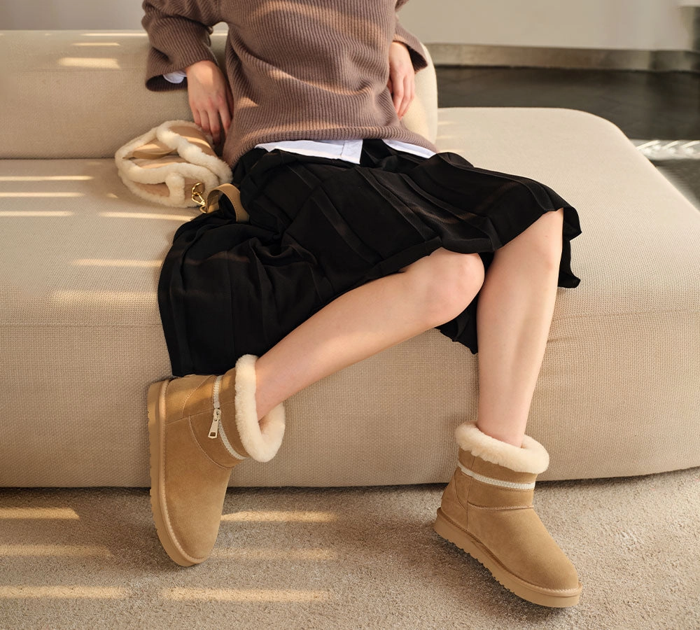 Gator Boots With The Pimped AUSTRALIAN SHEPHERD UGG Boots Sheepskin Wool Shearling Ankle Lienn