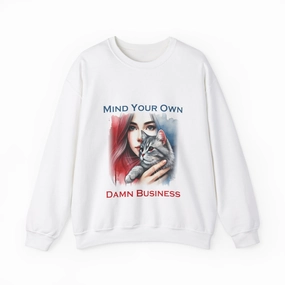 Christmas Theme Sweatshirts Mind Your Own Damn Business Cat Lady Sweatshirt for Women Statement Apparel