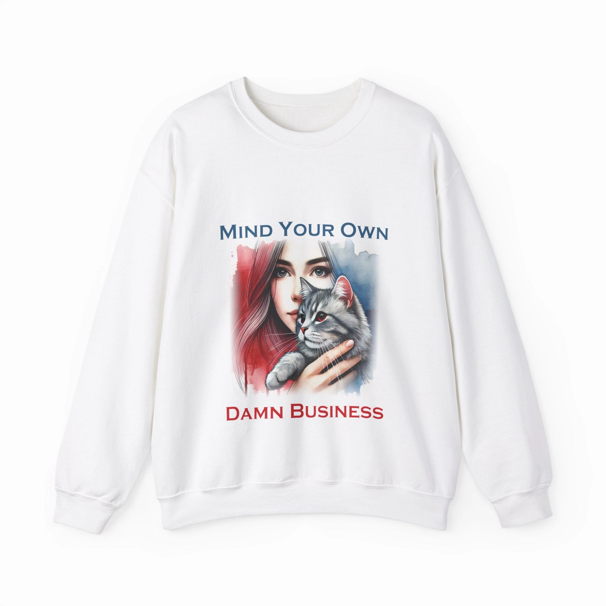 Mind Your Own Damn Business Cat Lady Sweatshirt for Women Statement Apparel Custom Sorority Letter Sweatshirts
