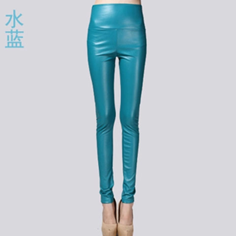 Autumn Winter Women Thin Velvet PU Leather Pants