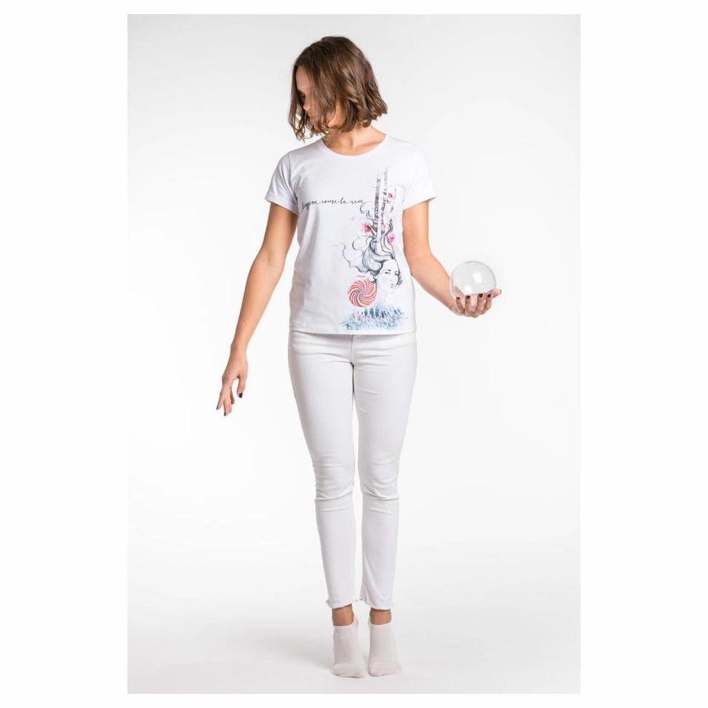 Custom Make T Shirts A.Tratti White Viscose Women Top