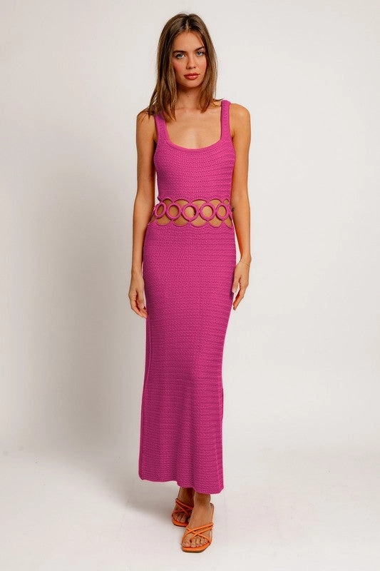 Bali Square Neck Sleeveless Crochet Midi Dress Midi Dress For Graduation Ceremony