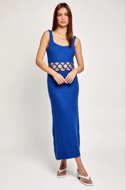 Loose Midi Dress Bali Square Neck Sleeveless Crochet Midi Dress