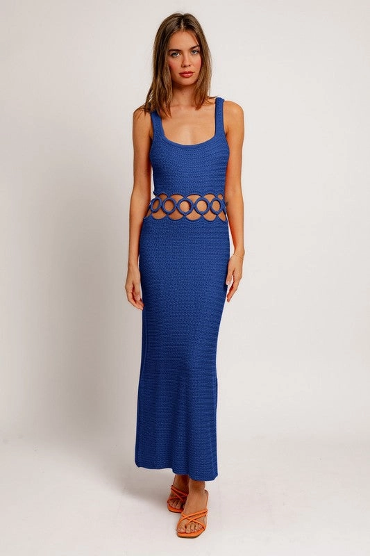 Bali Square Neck Sleeveless Crochet Midi Dress Tokyo Sky Midi Dress