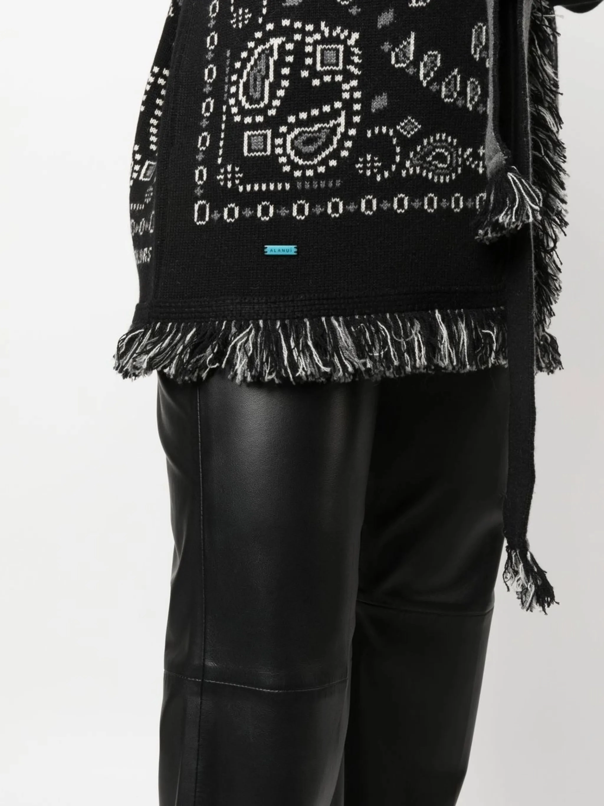 Custom Made Knitwear Bandana jacquard belted cardigan