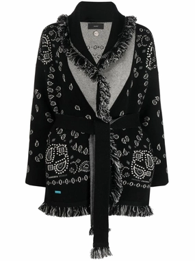 Bandana jacquard belted cardigan Henrietta Park Knitwear
