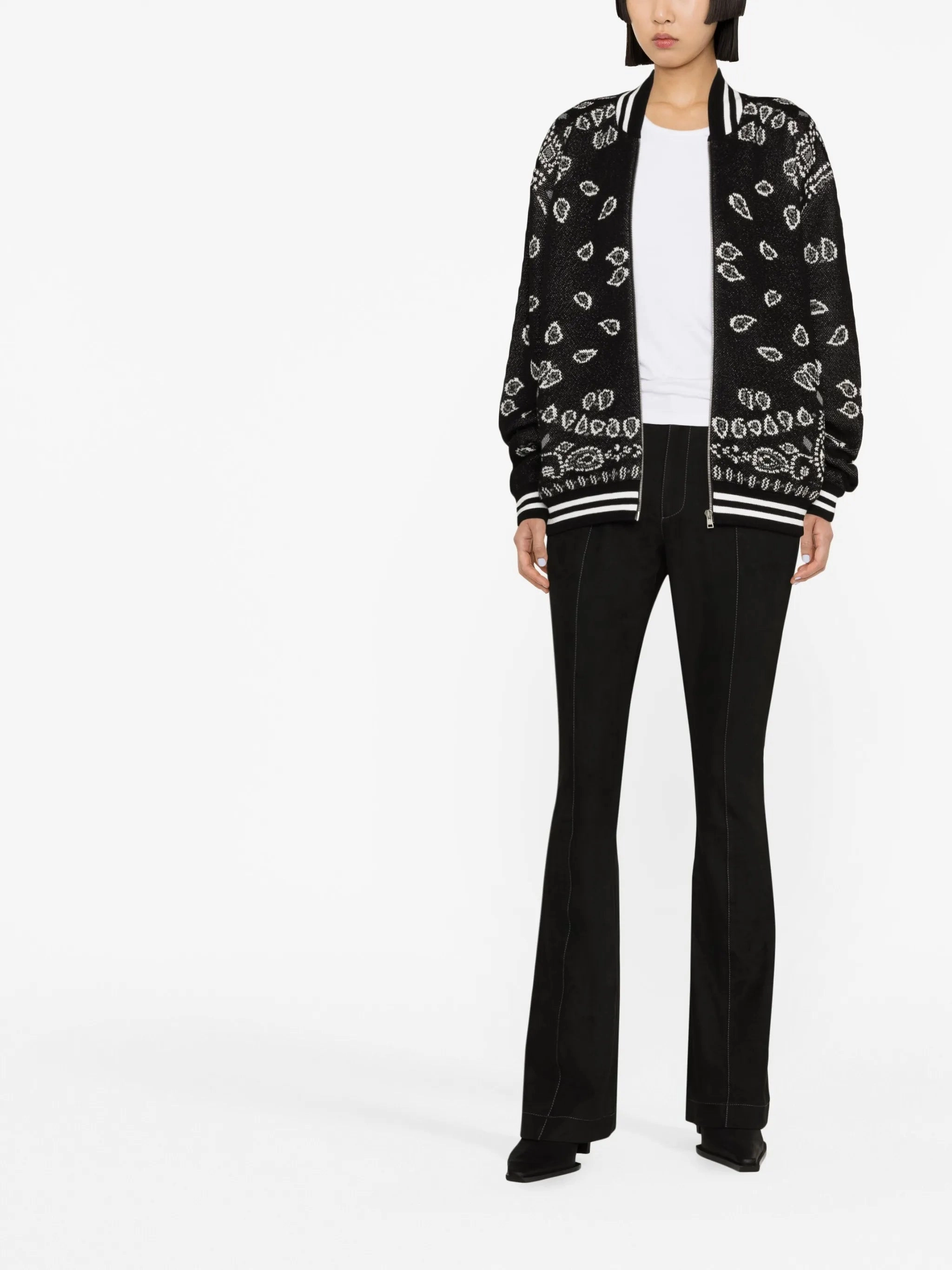 Upcycled Knitwear bandana-print intarsia-knit bomber