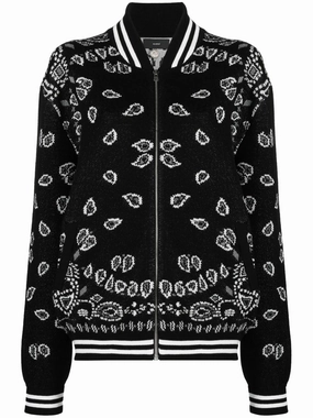 bandana-print intarsia-knit bomber Polly Knitwear